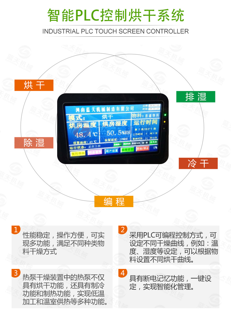  大蒜片网带烘干机智能烘干控制系统